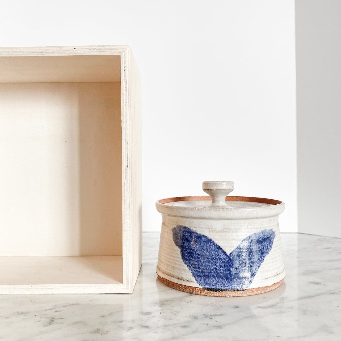 Ceramic Lidded Container w/ Spoon Slot