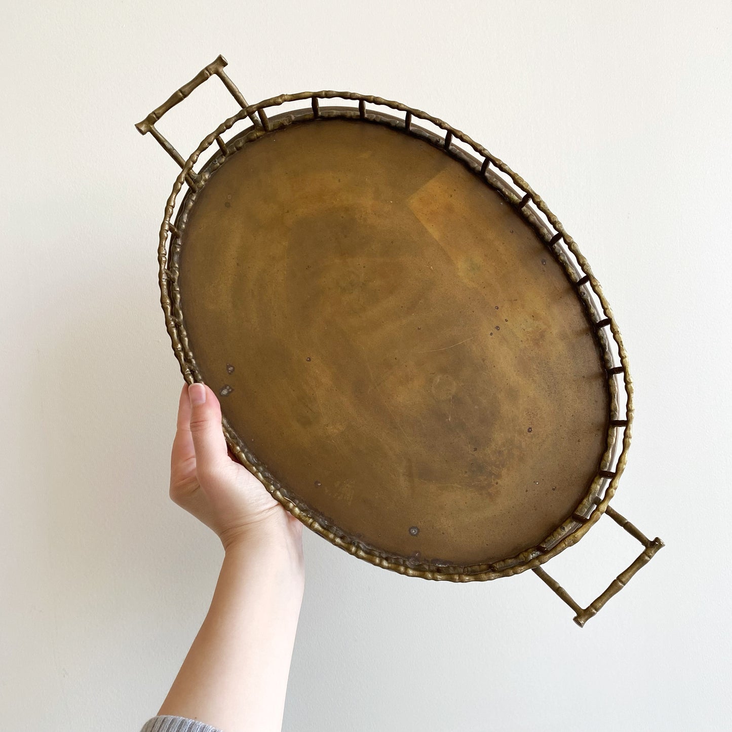 XL Vintage Brass Tray with Rail