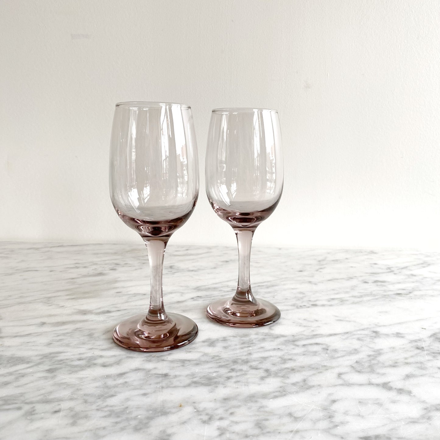 A Pair of Vintage Blushy-Purple Wine Glasses