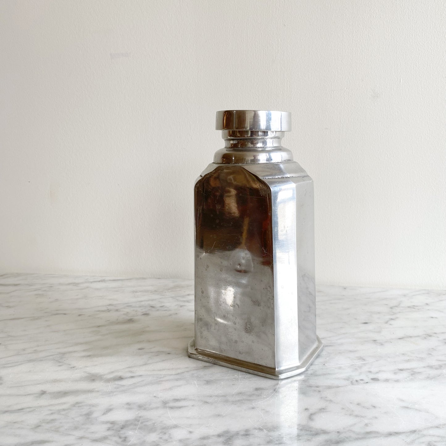 Found Silver Metal Bottle, 8”