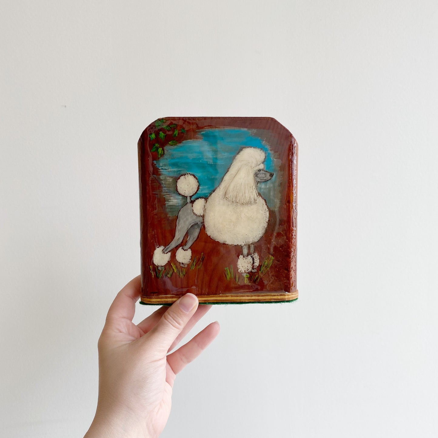 Pair of Vintage Hand-painted Poodle Bookends