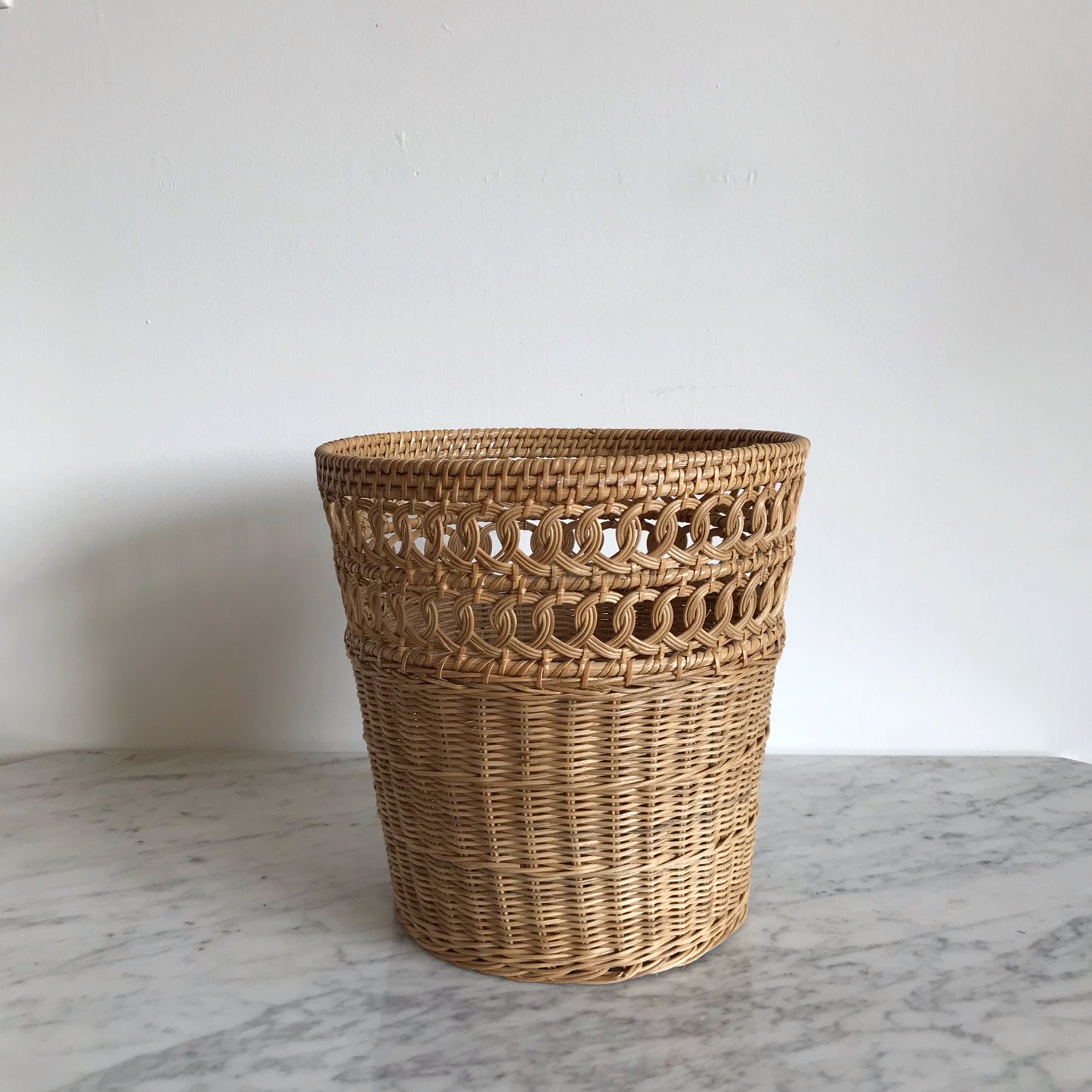 Vintage Wicker Plant Basket / Waste Bin