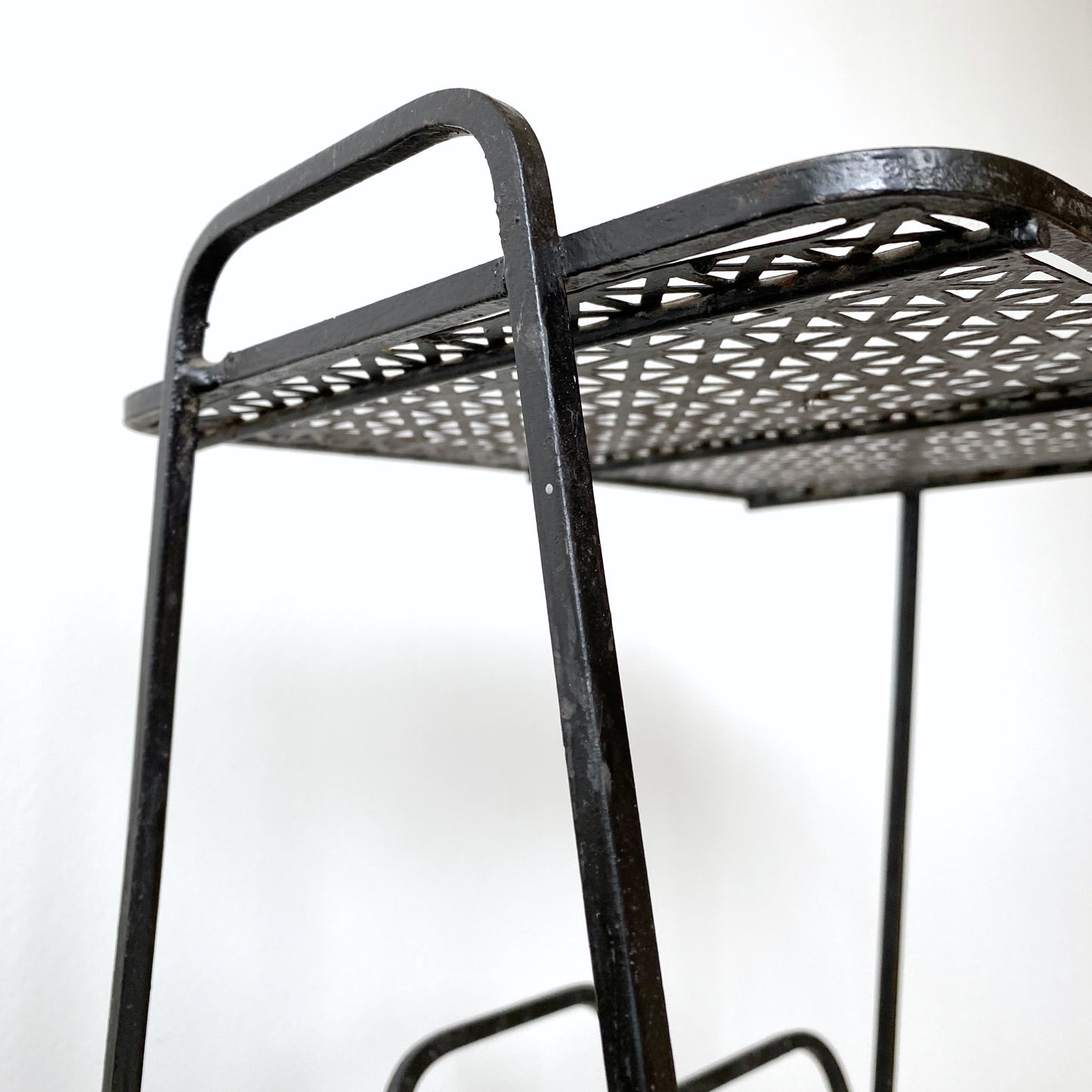 MCM Black Metal Side Table / Plant Stand / Magazine Holder