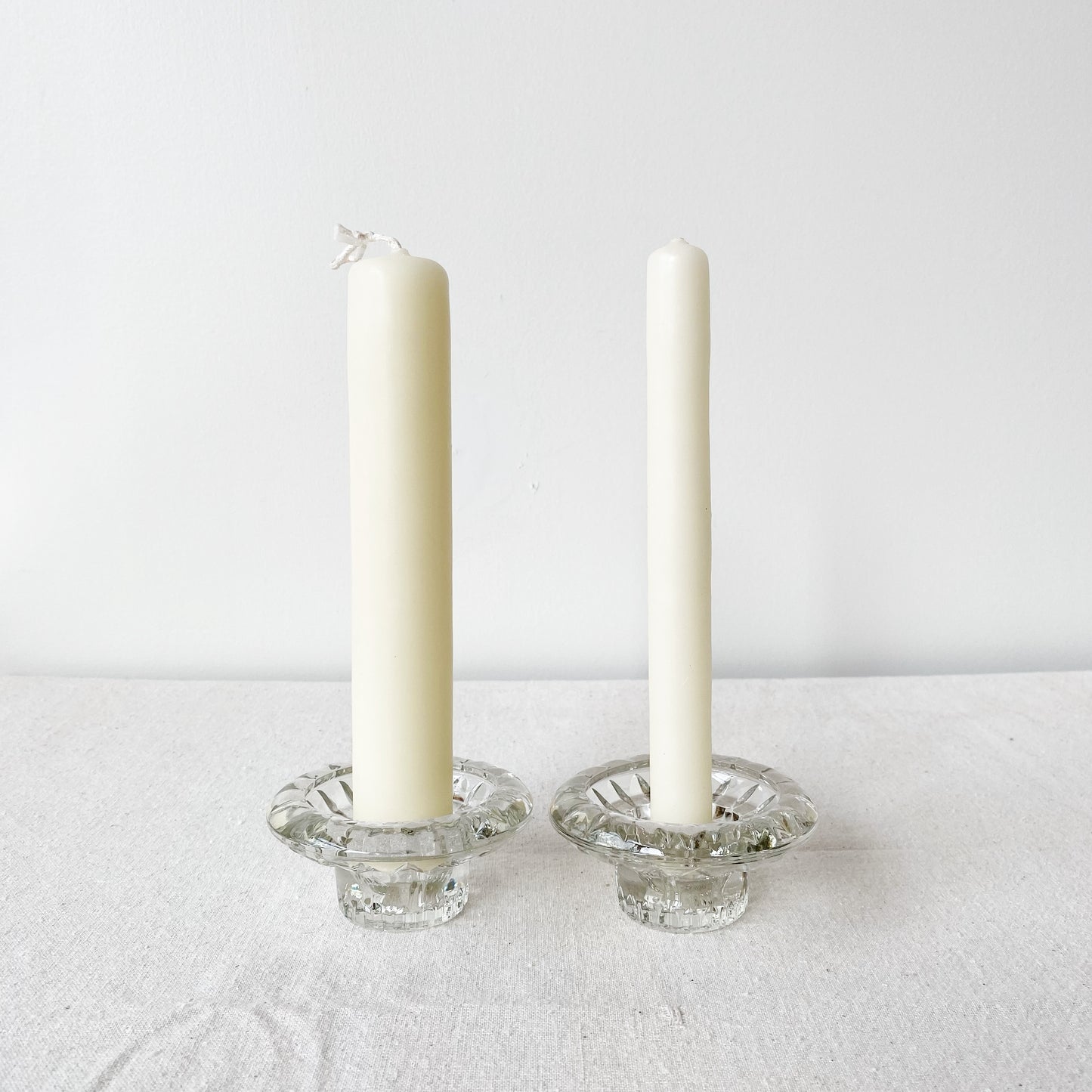 Vintage Crystal Candle Holder Pair