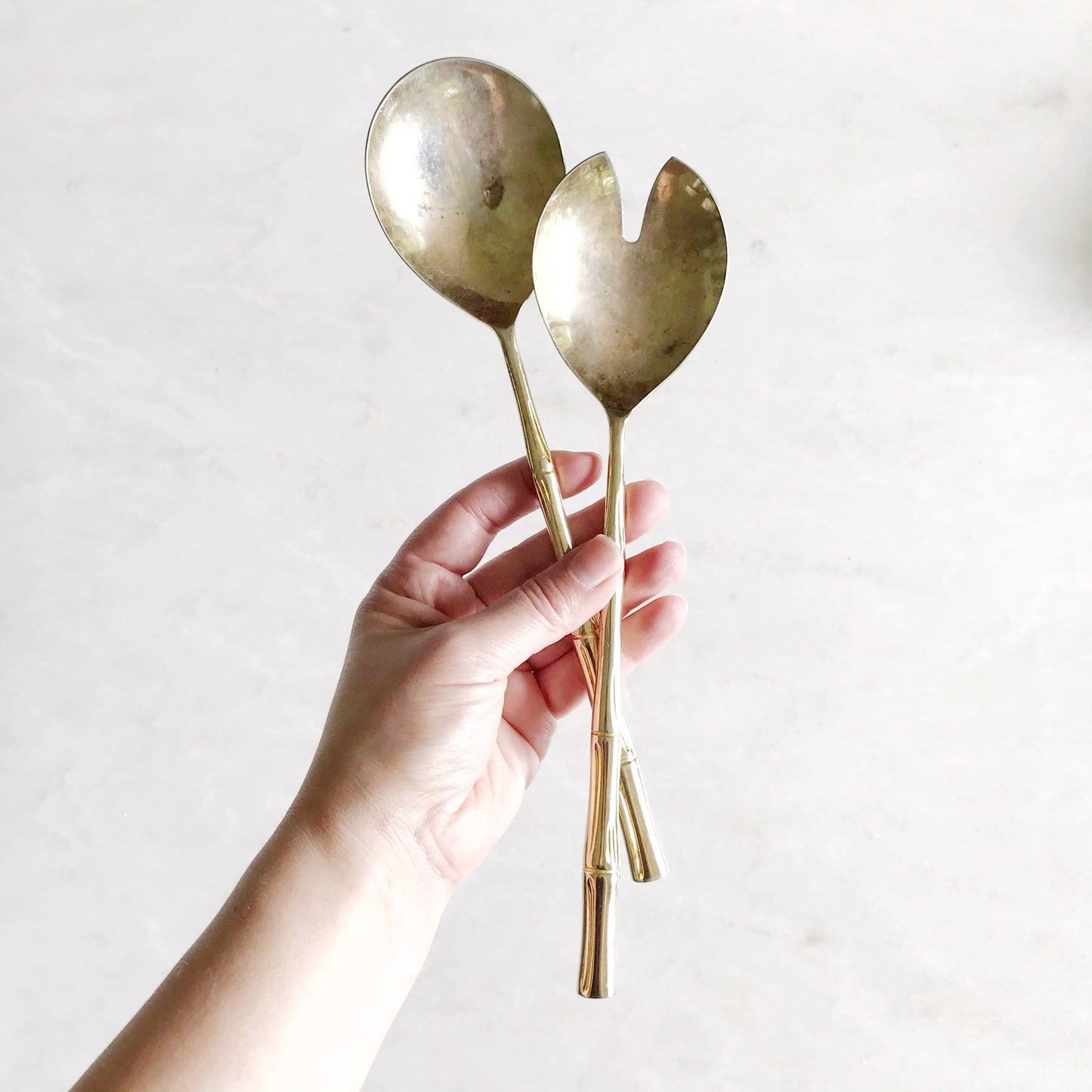 Vintage Gold Bamboo Serving Utensils