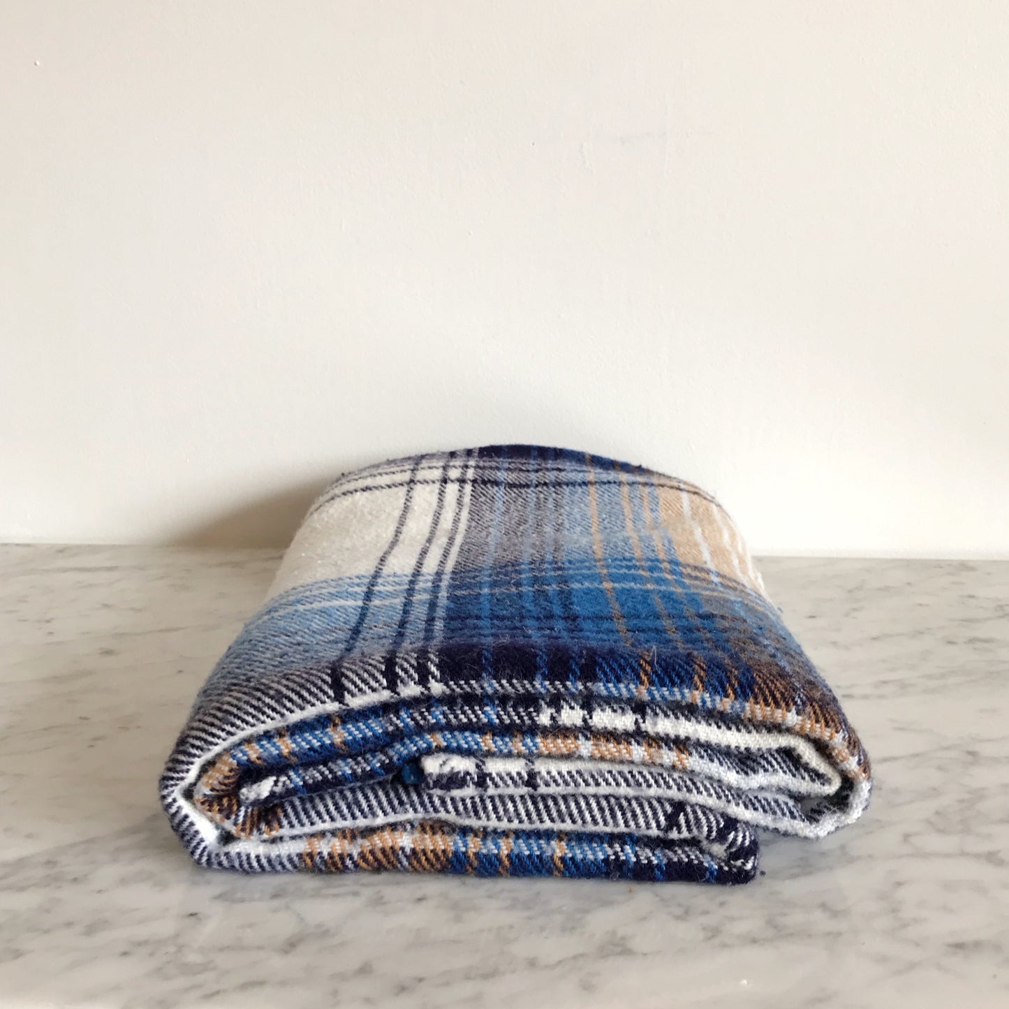 Vintage Blue Plaid Throw Blanket