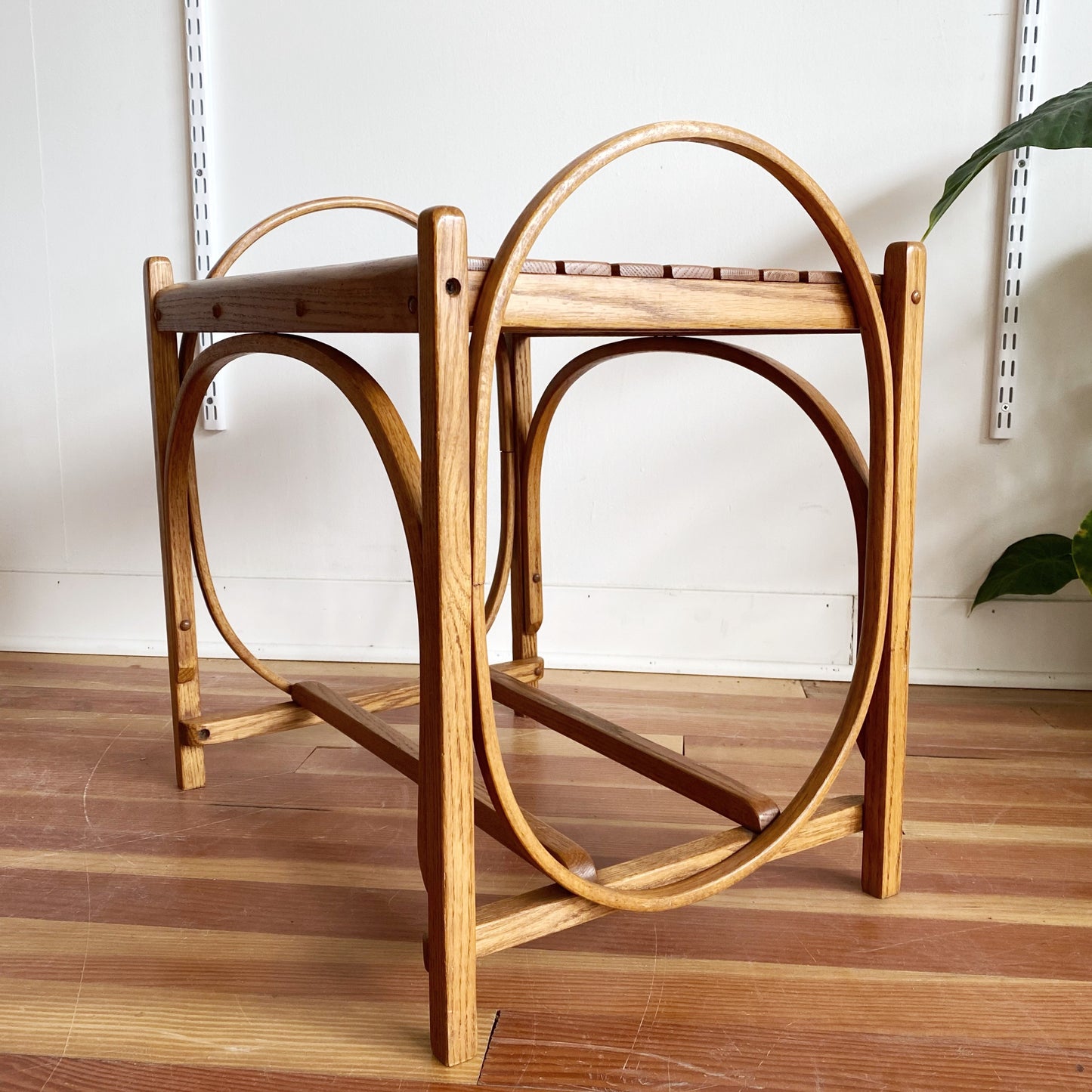 Vintage Bentwood + Slat Bench / Side Table