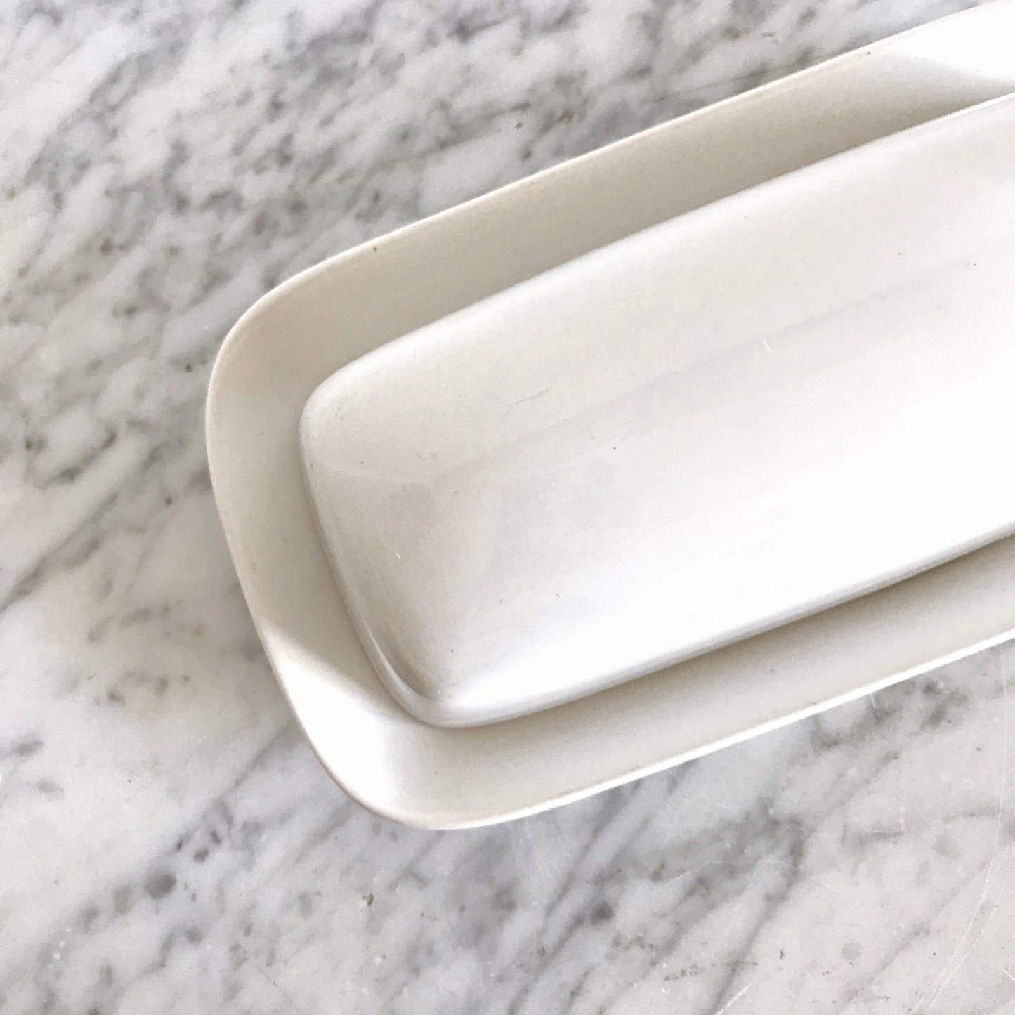 Covered White Ceramic Butter Dish