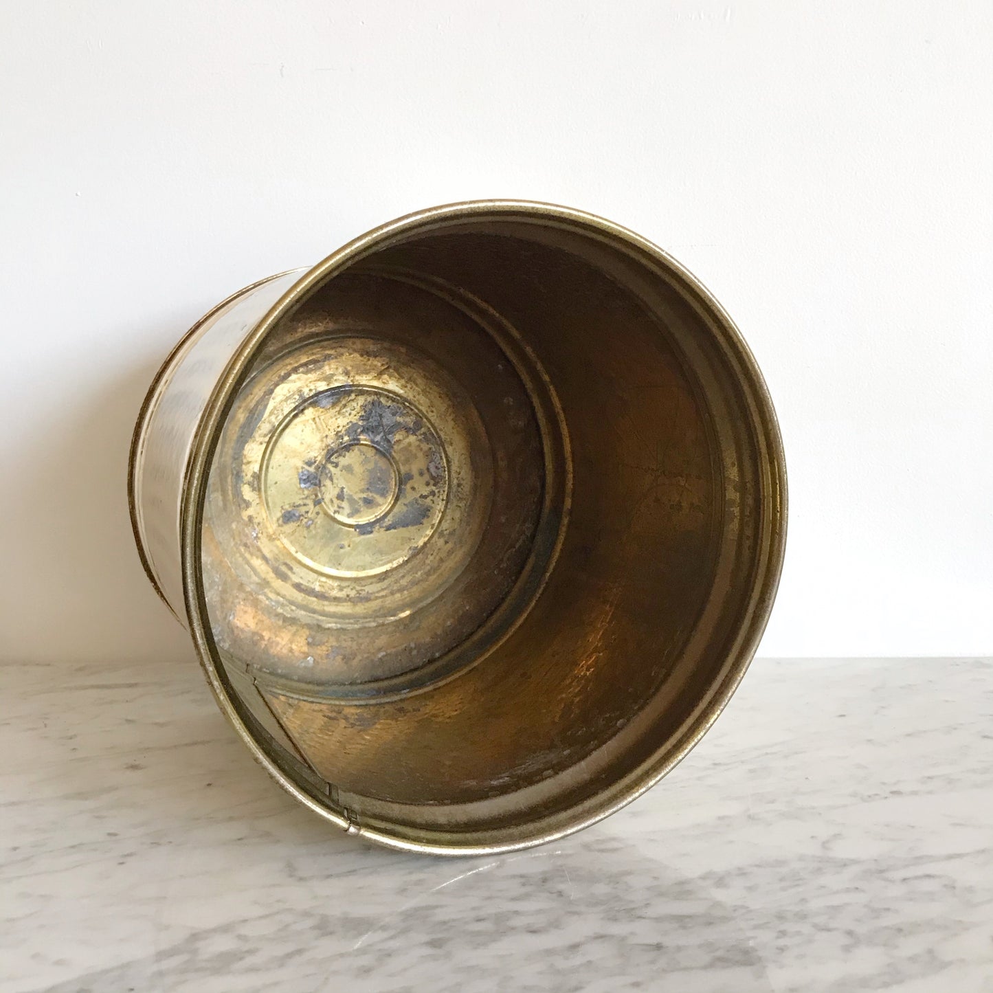 XL Vintage Hammered Brass Planter