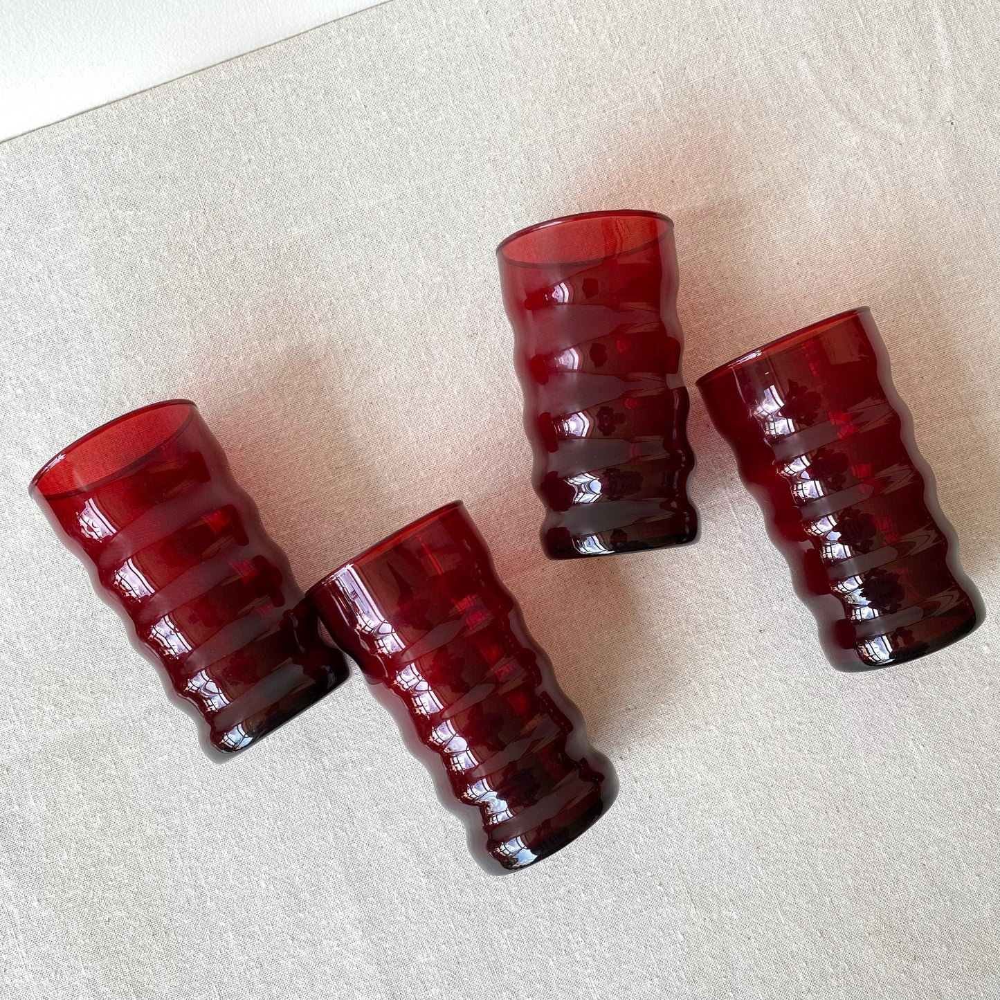 Set of 4 Vintage Red “Bubble” Glasses
