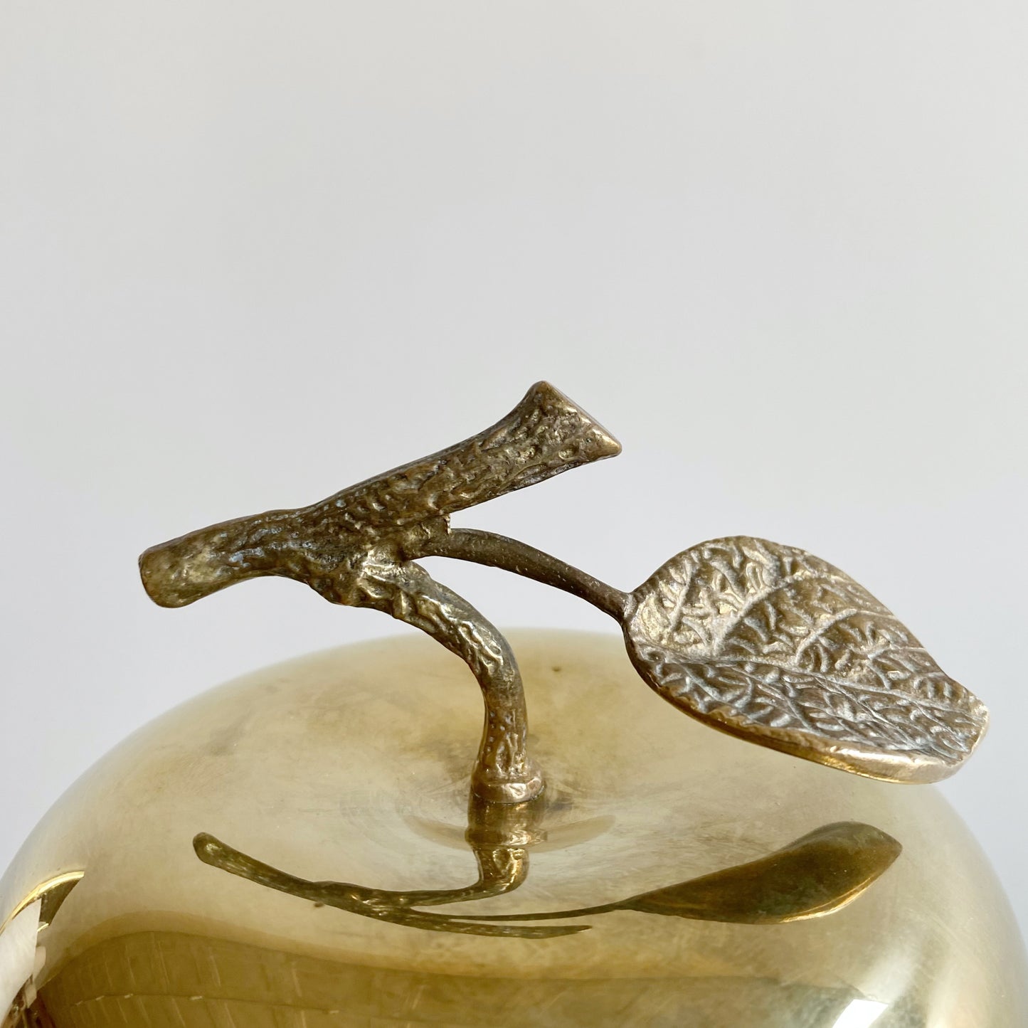 Large Vintage Brass Apple Container