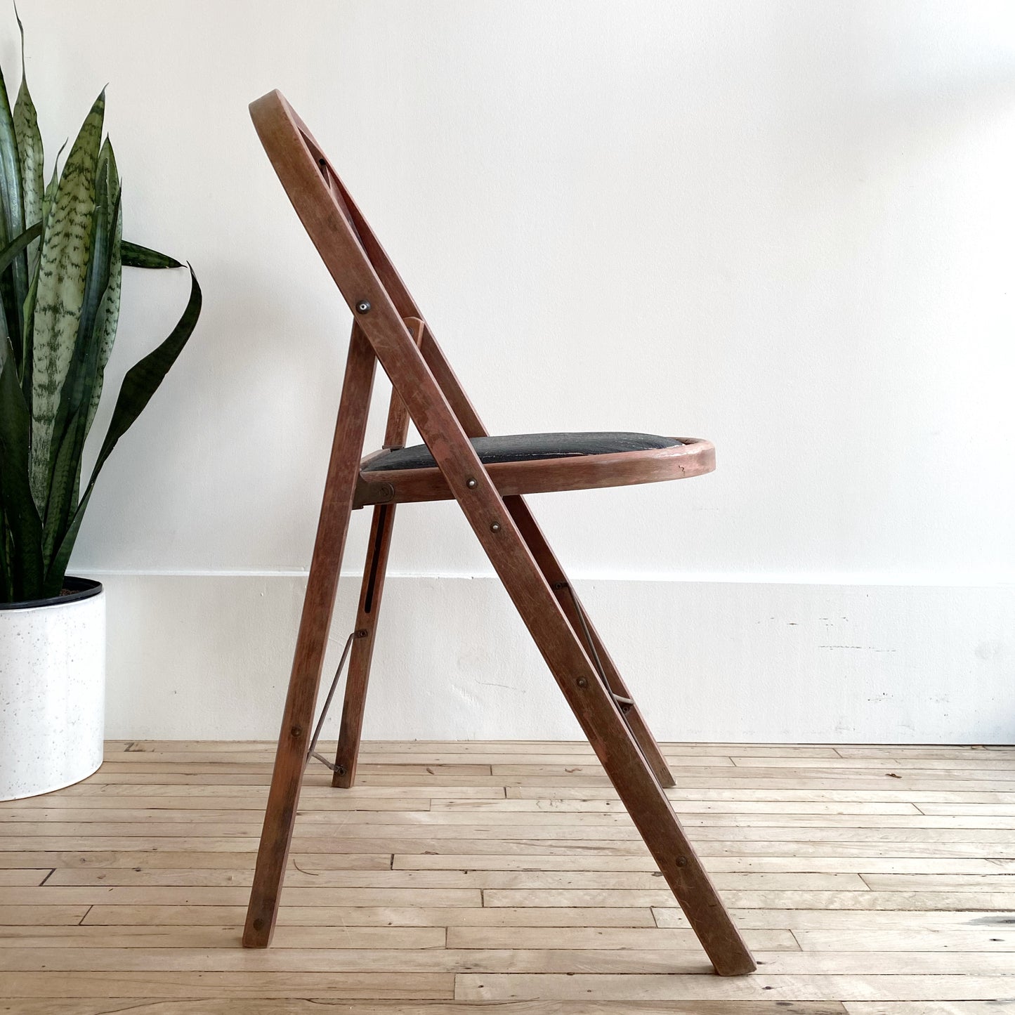 Vintage 1930’s Folding Chair with Black Seat