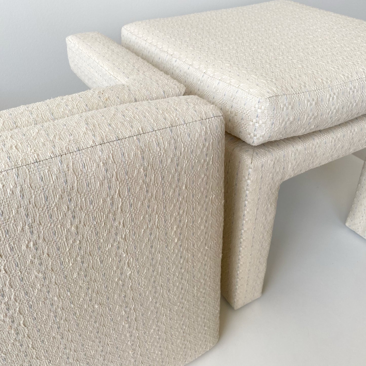 Pair of Vintage Upholstered Parsons Stools by Drexel