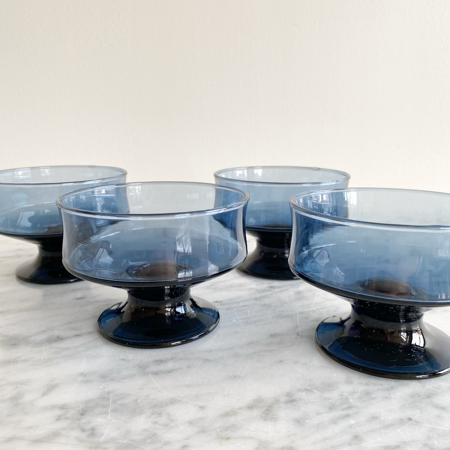 Set of 4 Vintage Blue Sapphire Glasses, Choose Style