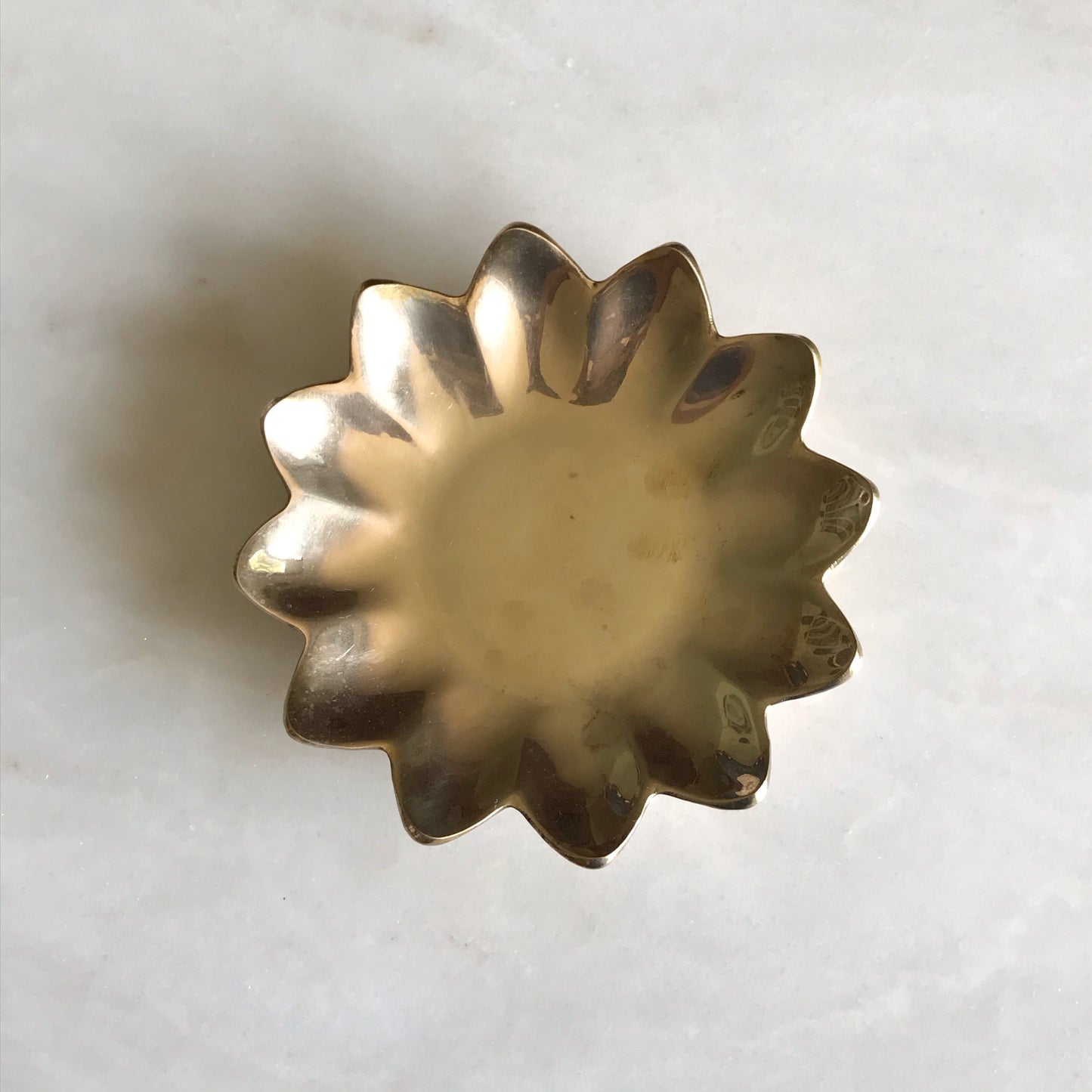 Vintage Solid Brass Flower Dish