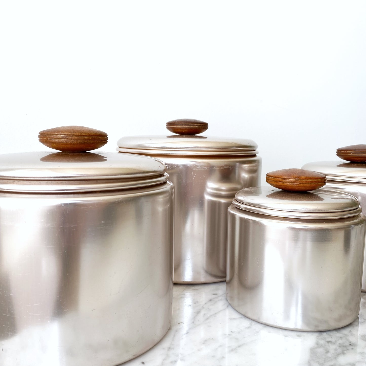 Set of Vintage 1950's Aluminum Kitchen Canister Set