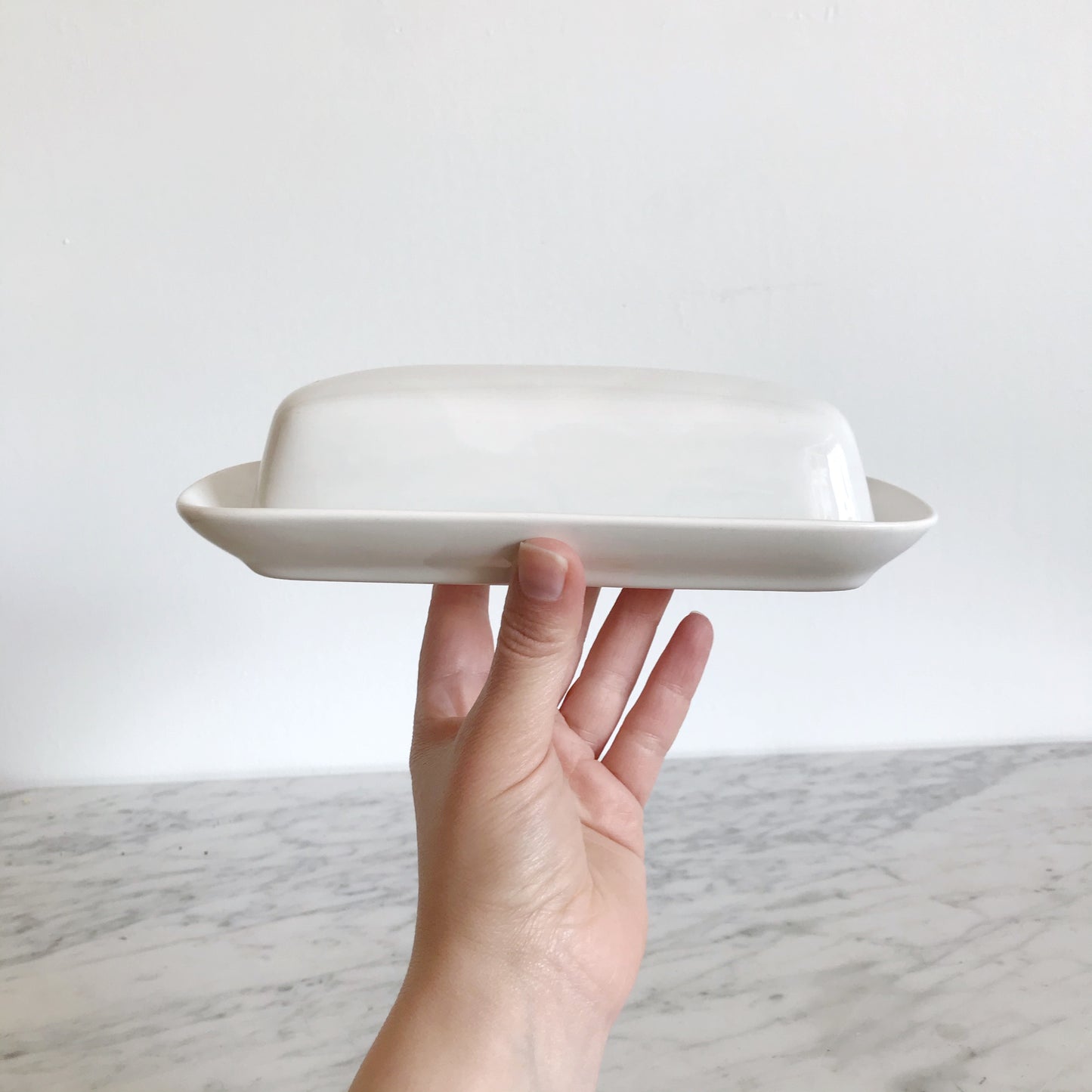 Covered White Ceramic Butter Dish