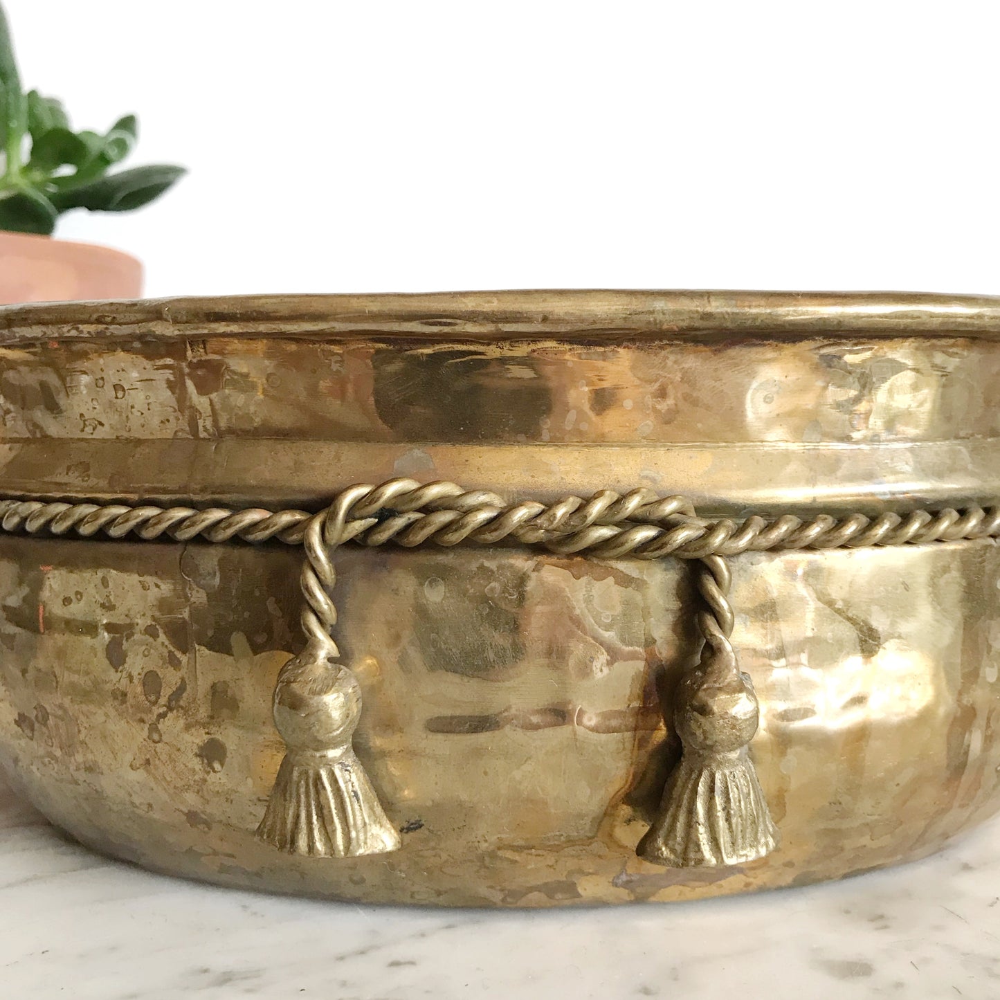 XL Vintage Brass Planter