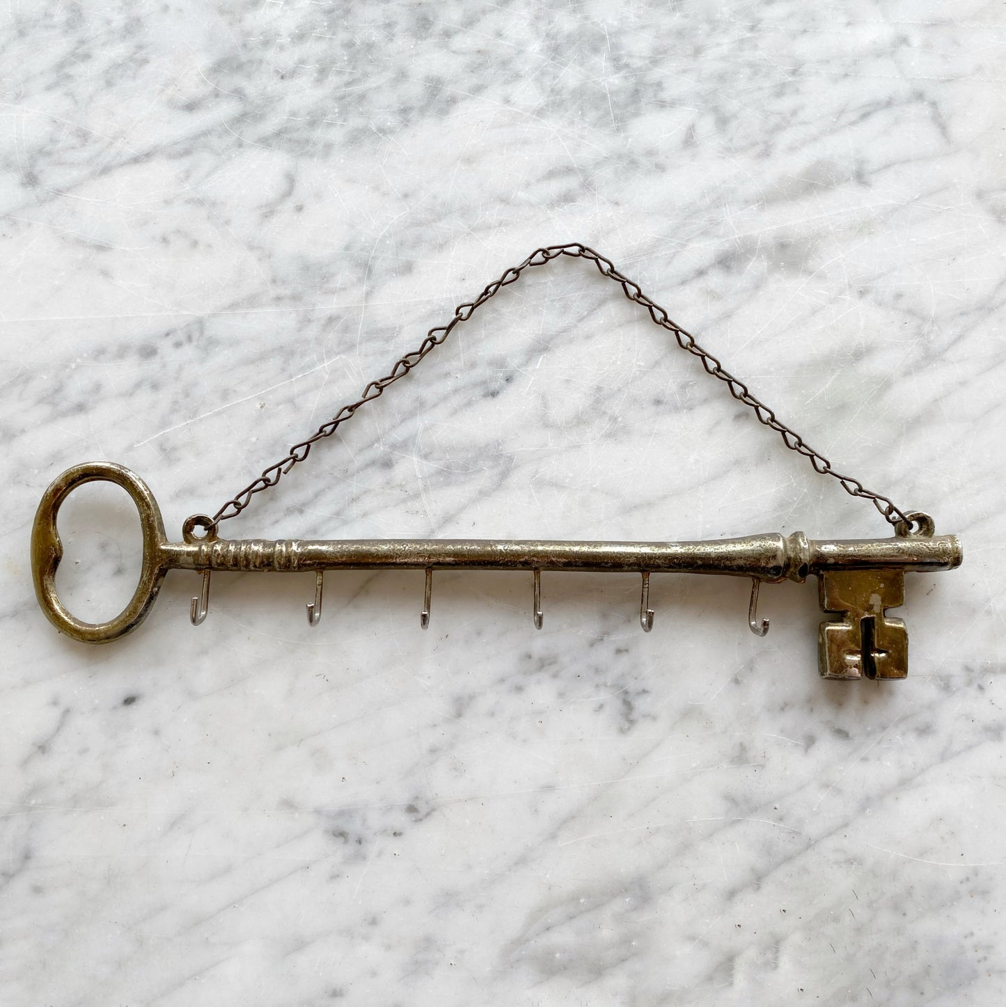 Vintage Brassy Key Shaped Key Holder
