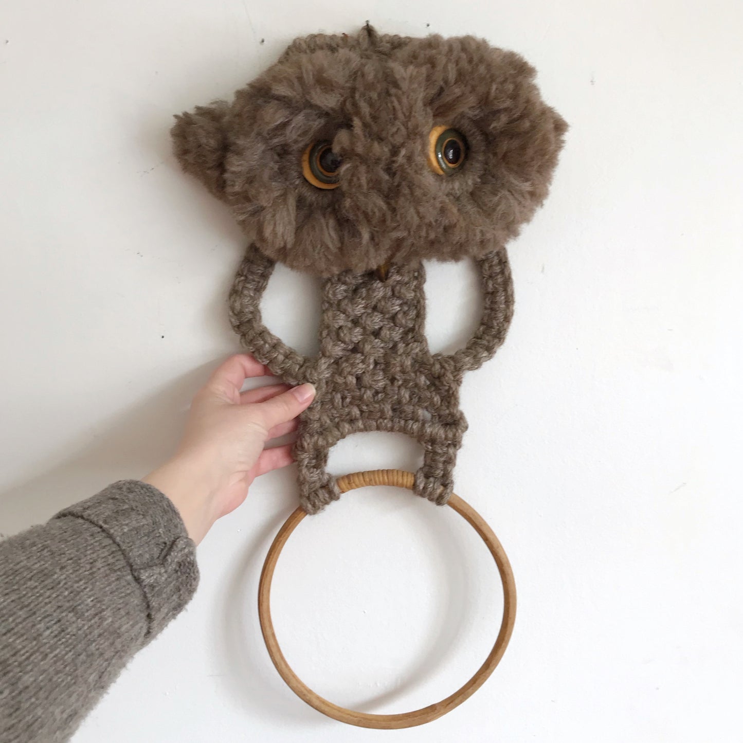 Vintage Hand-Woven Owl Towel Ring