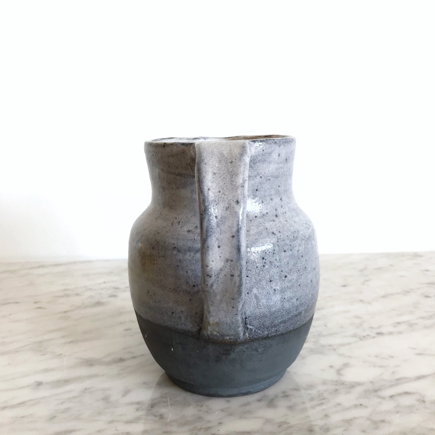 Vintage Blue "Dipped" Pottery Pitcher