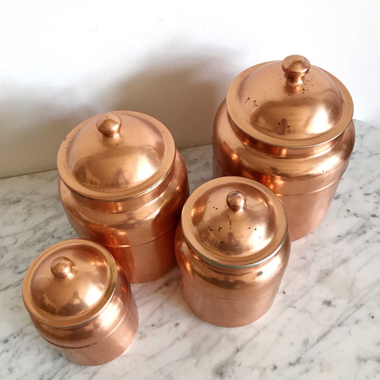 Set of Vintage Copper Kitchen Canisters
