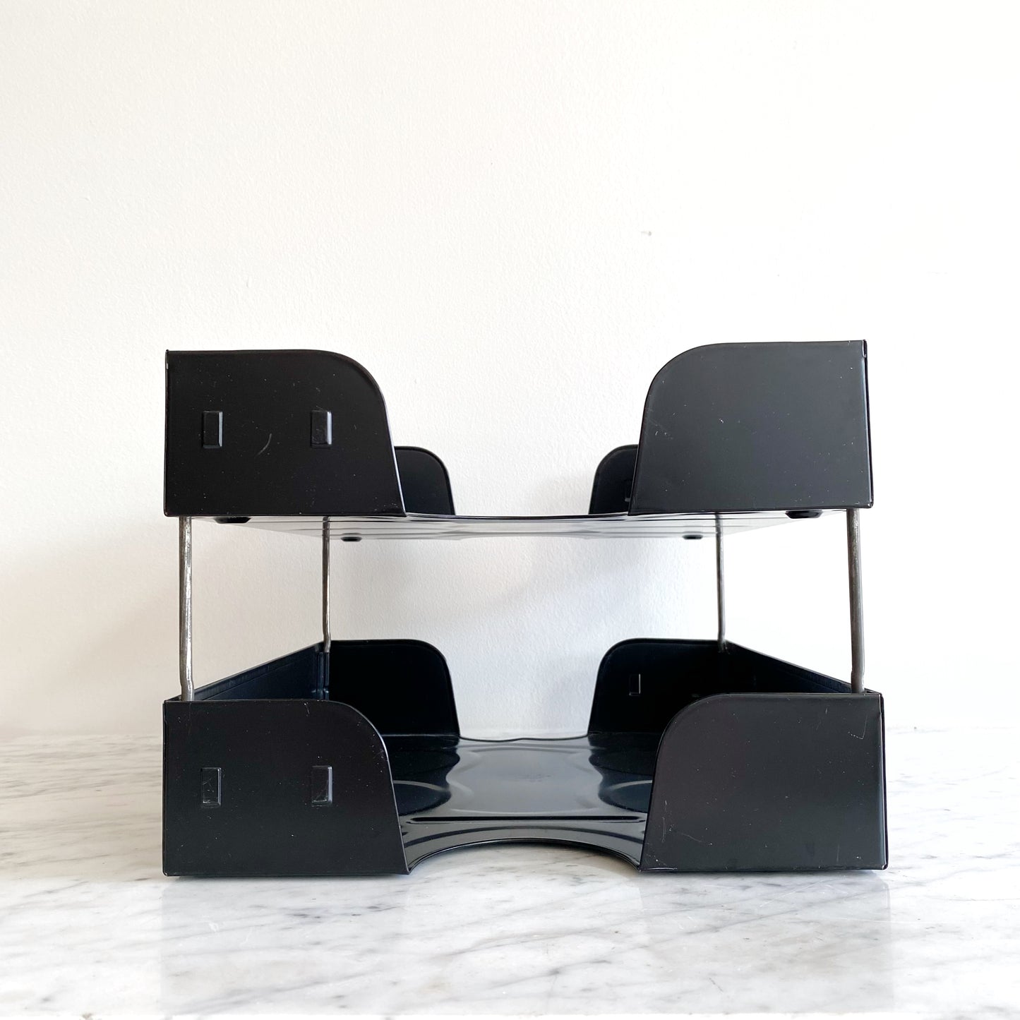 Vintage Black Metal Double Paper Tray