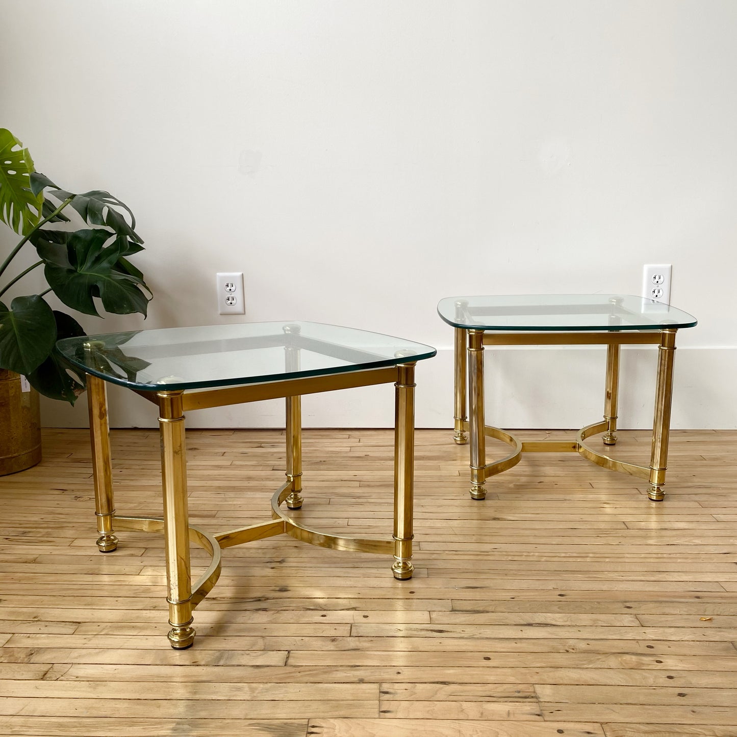 Vintage Brassy Glass Tables