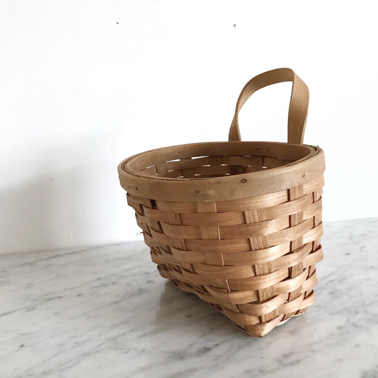 Small Vintage Woven Bentwood Wall Basket