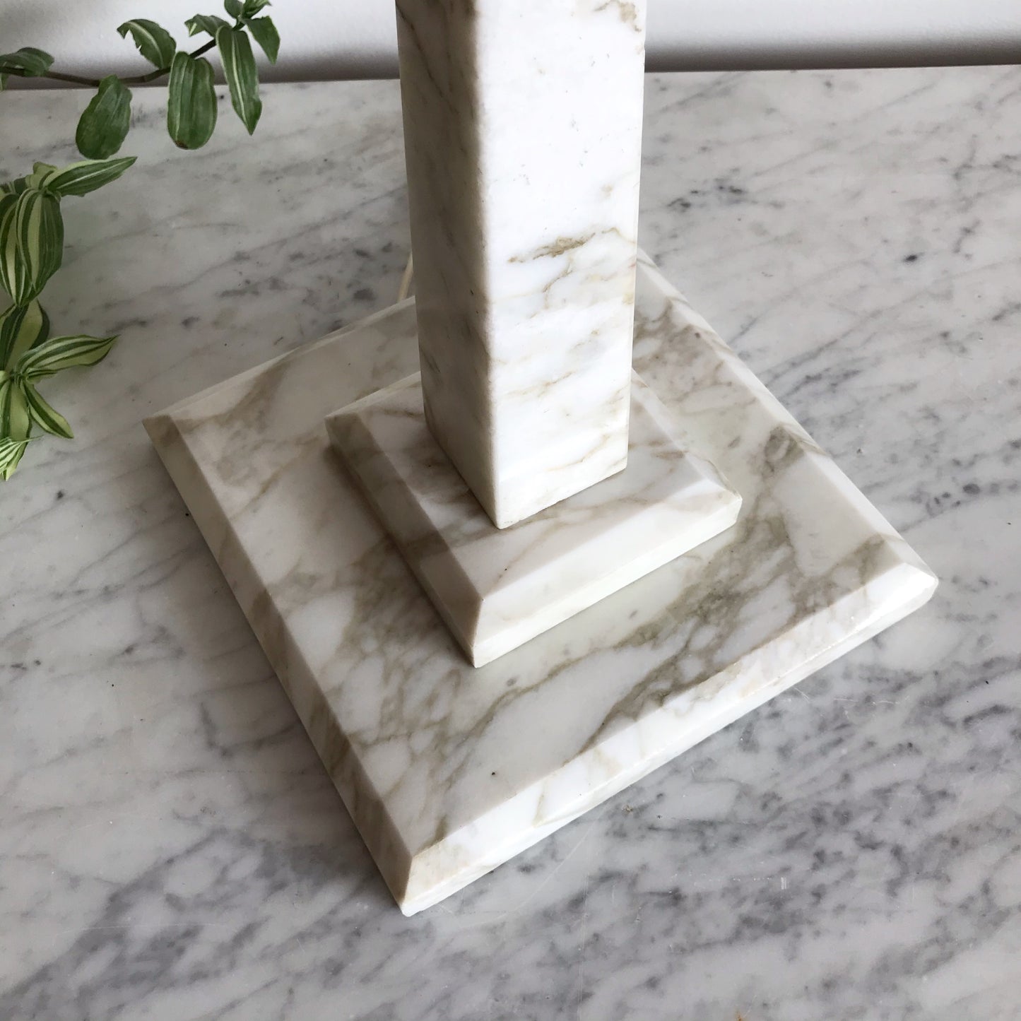 Mid-Century Solid Marble Obelisk Lamp