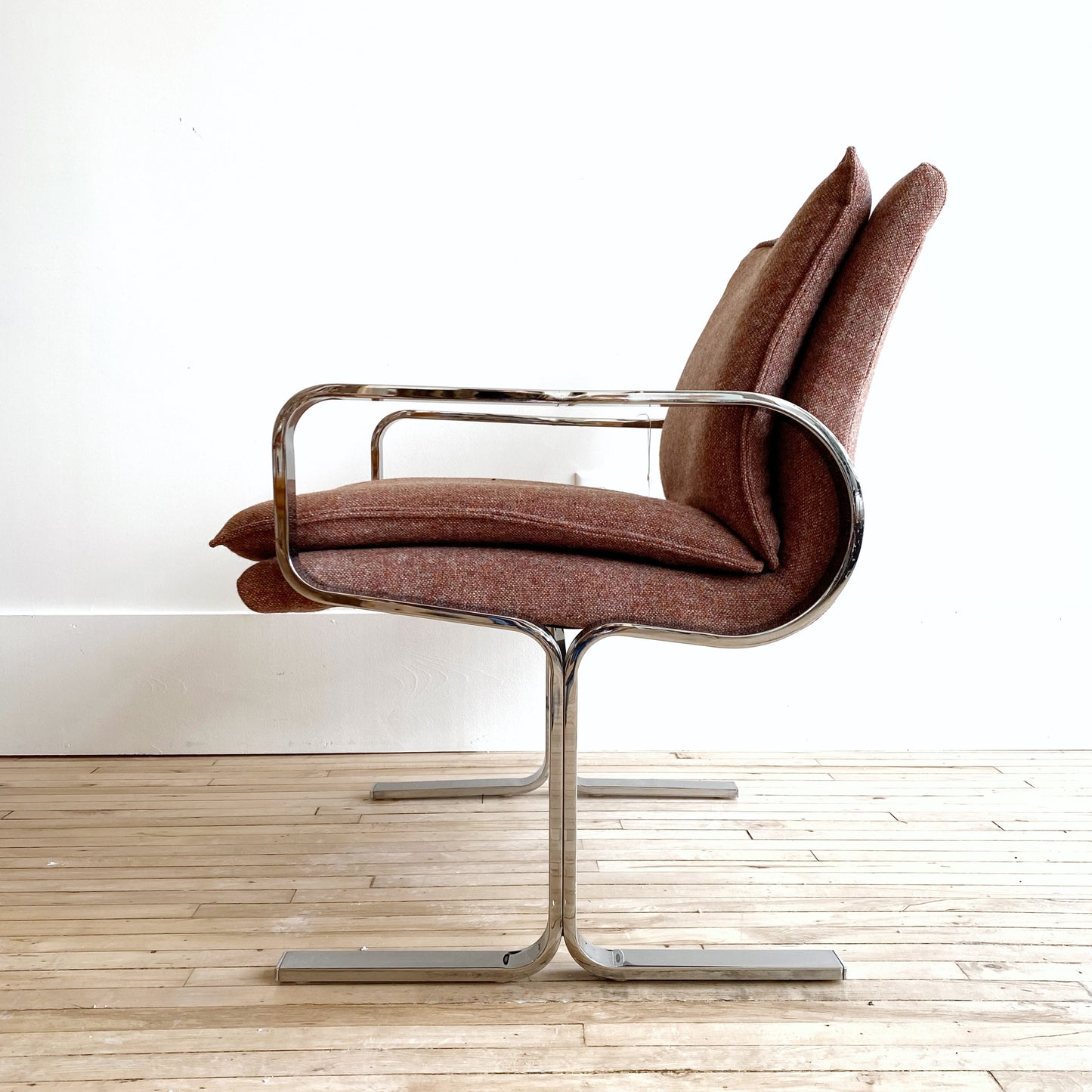 MCM Upholstered Chair with Chrome Frame