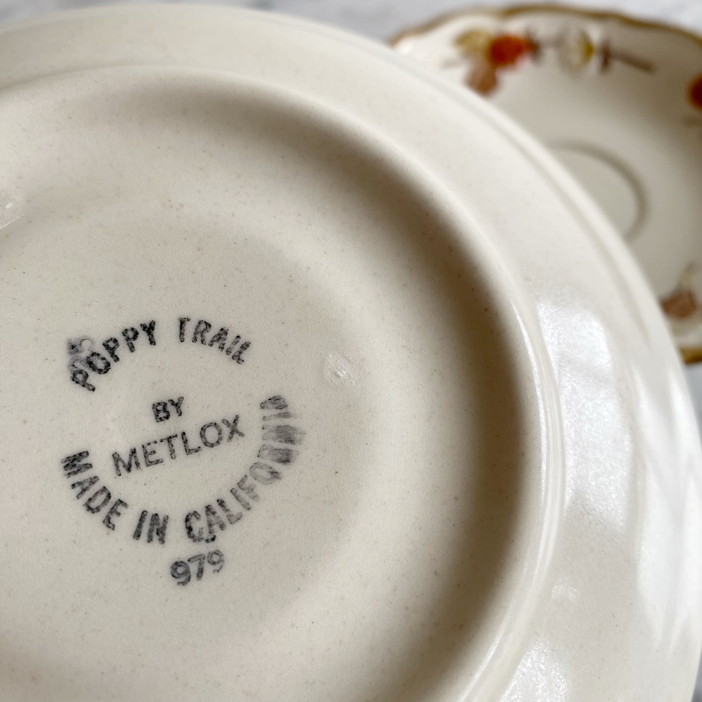 Vintage Ceramic Saucer with Raspberry Blossoms