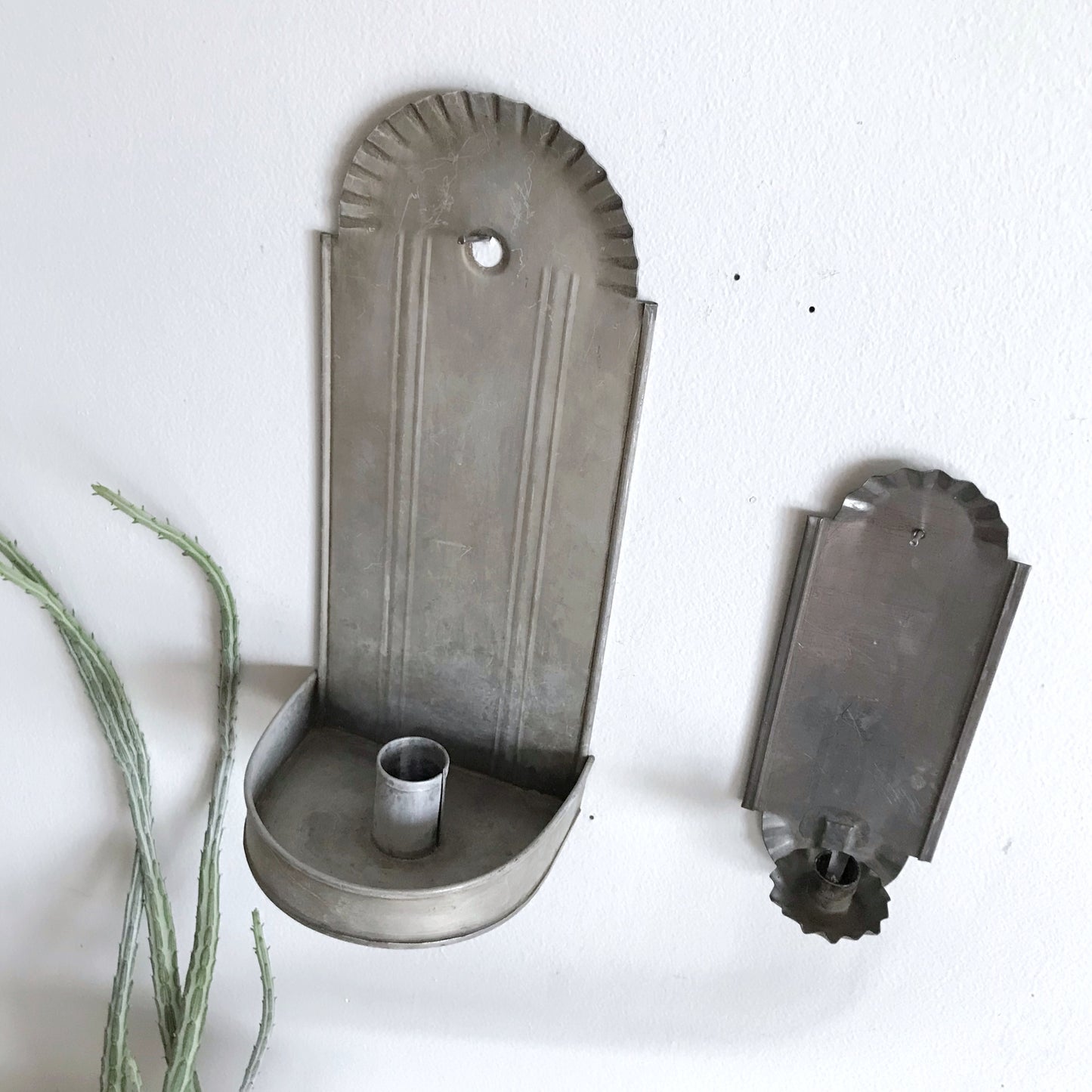 Large Vintage Galvanized Candle Sconce
