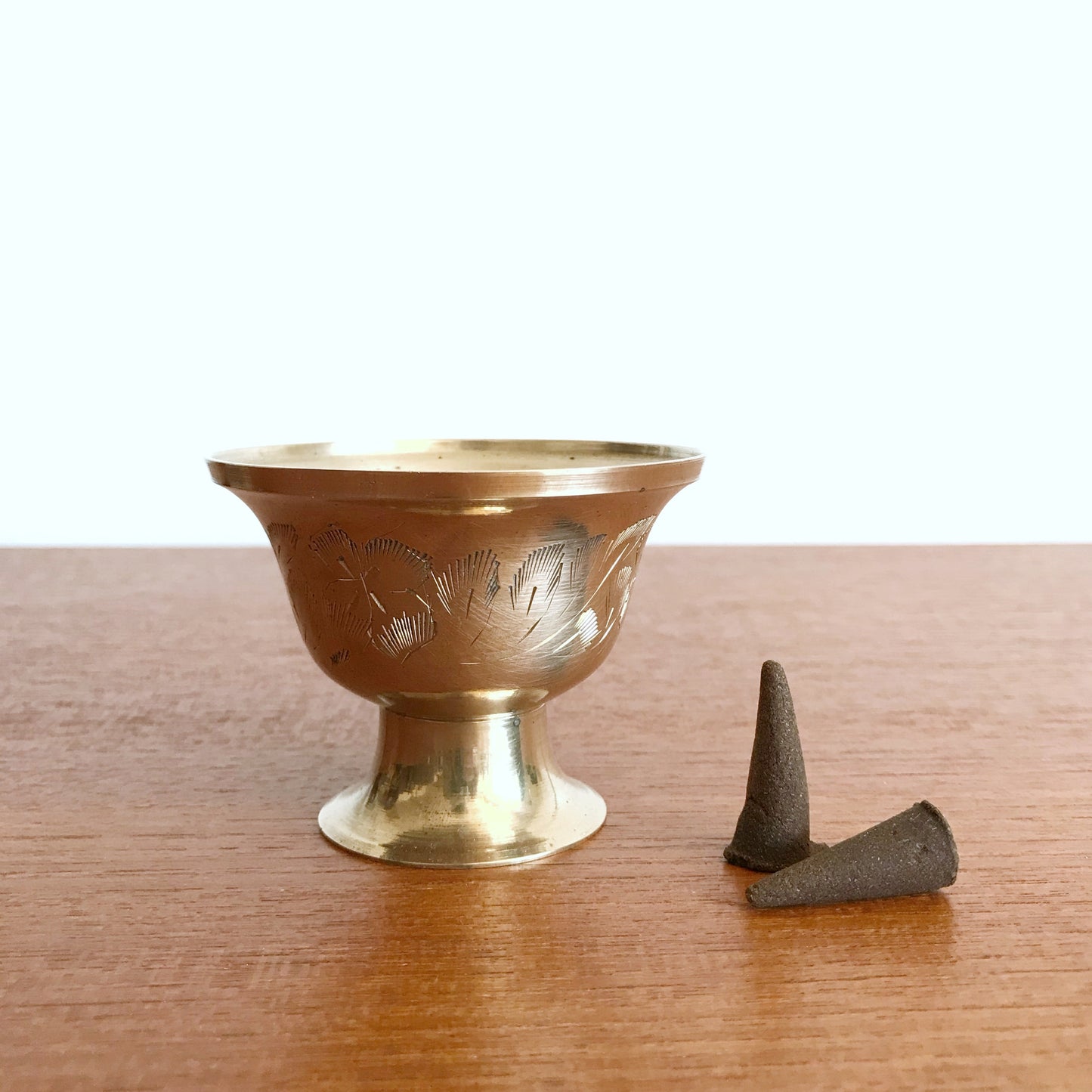 Small Etched Brass Footed Cup