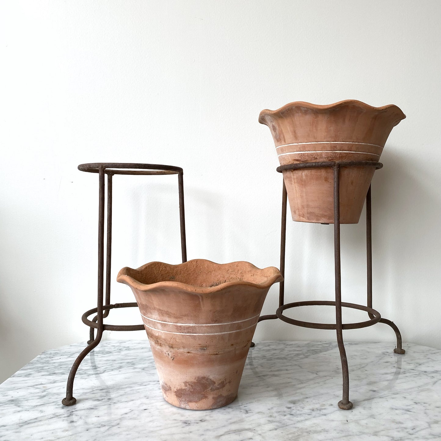 Single Vintage Terracotta Planter with Iron Stand