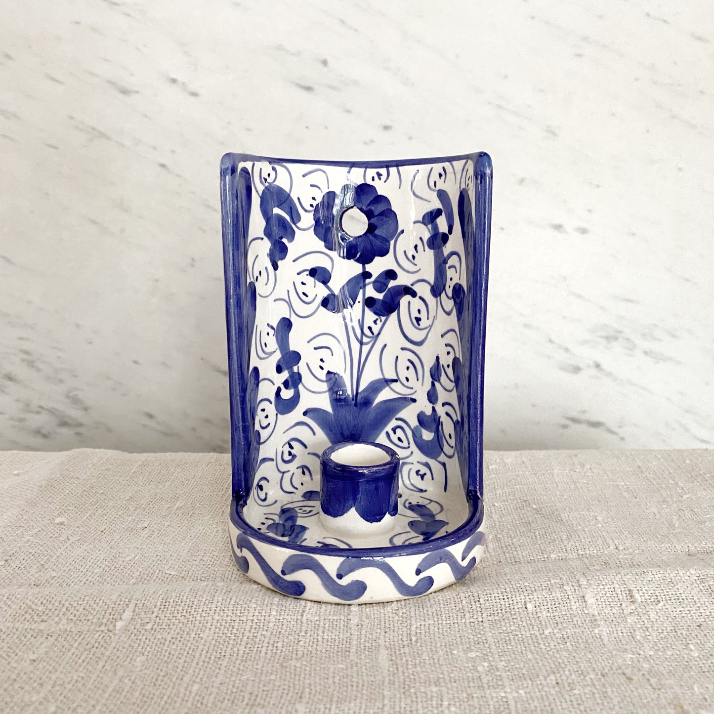 Vintage Hand-painted Ceramic Candle Sconce