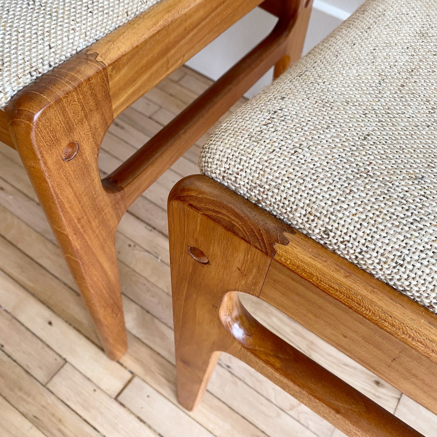 Set of 4 Vintage Upholstered Teak Dining Chairs