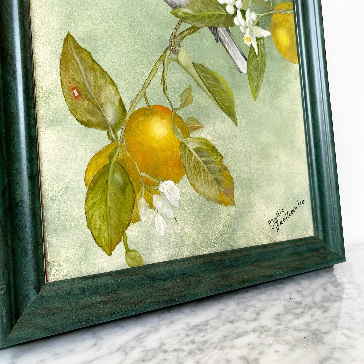Vintage Framed Bird Painting (15” x 19”)