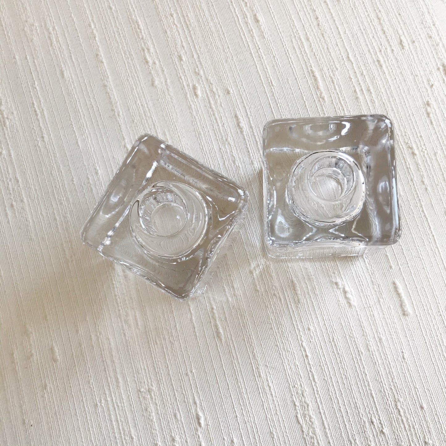 PAIR: Glass Duo Votive / Taper Candle Holders