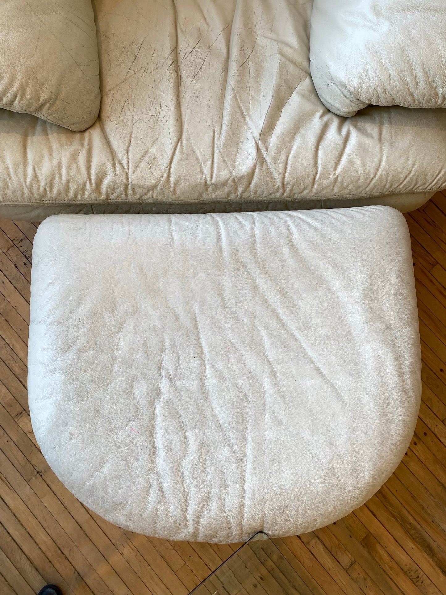 Vintage Slouchy Leather Chair + Ottoman