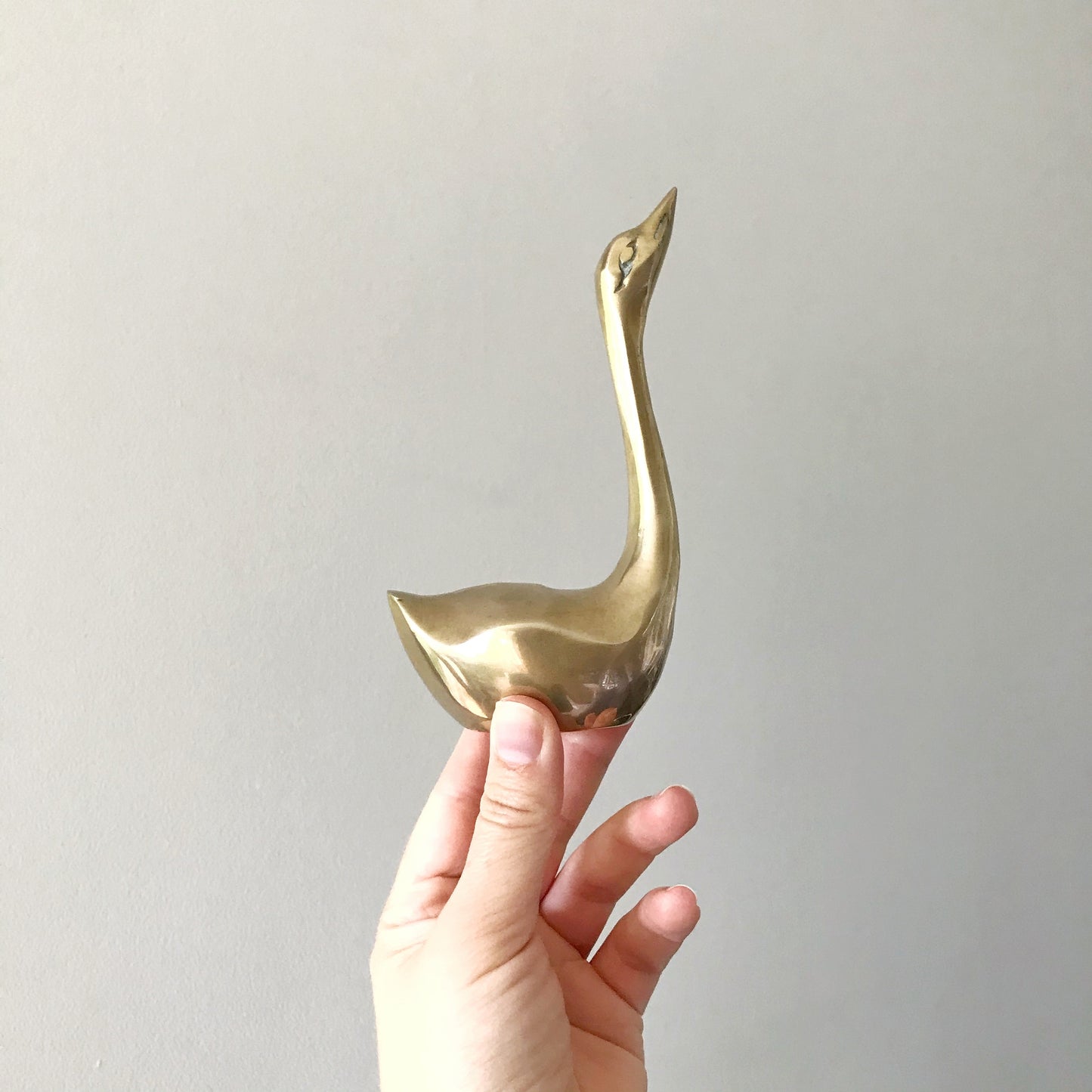 Pair of Minimal Brass Swans