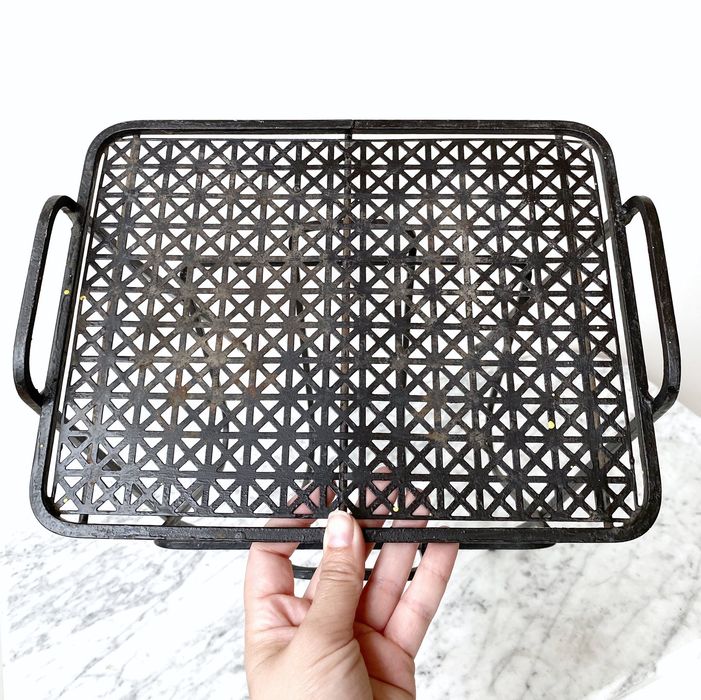 MCM Black Metal Side Table / Plant Stand / Magazine Holder