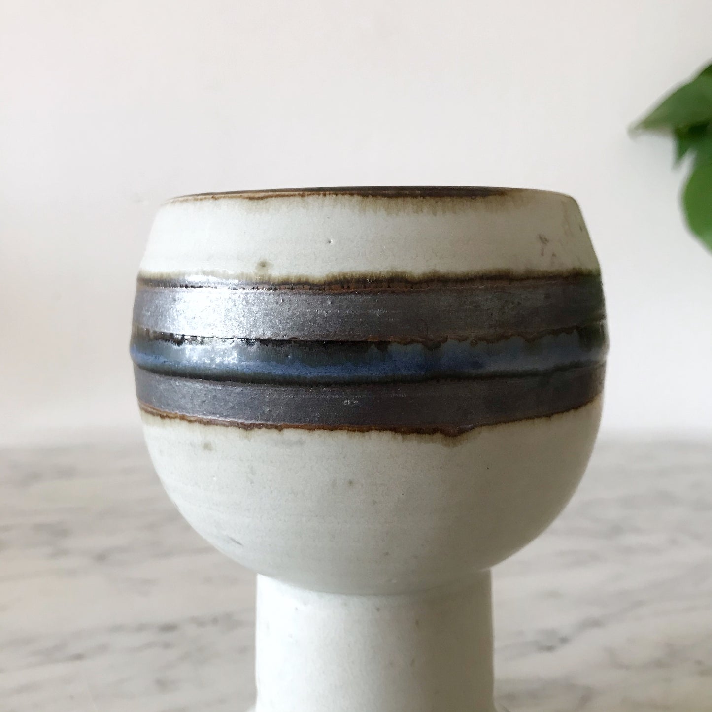 Vintage Pottery Goblet with Stripe