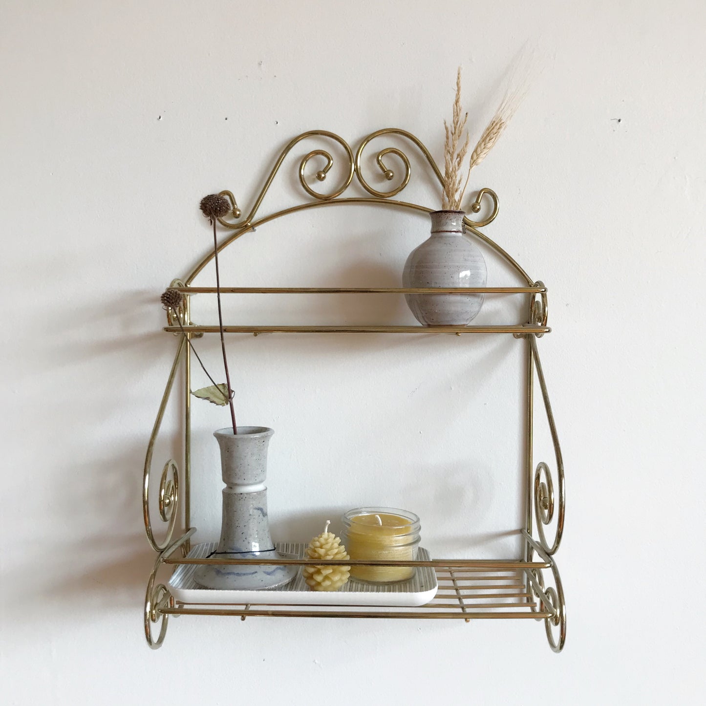 Vintage Gold Wire Wall Shelf
