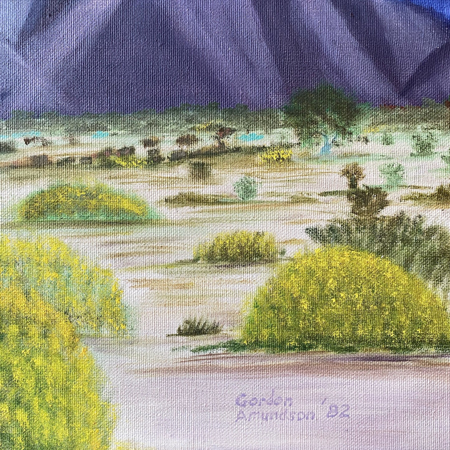 Vintage Original Mountain Landscape Painting