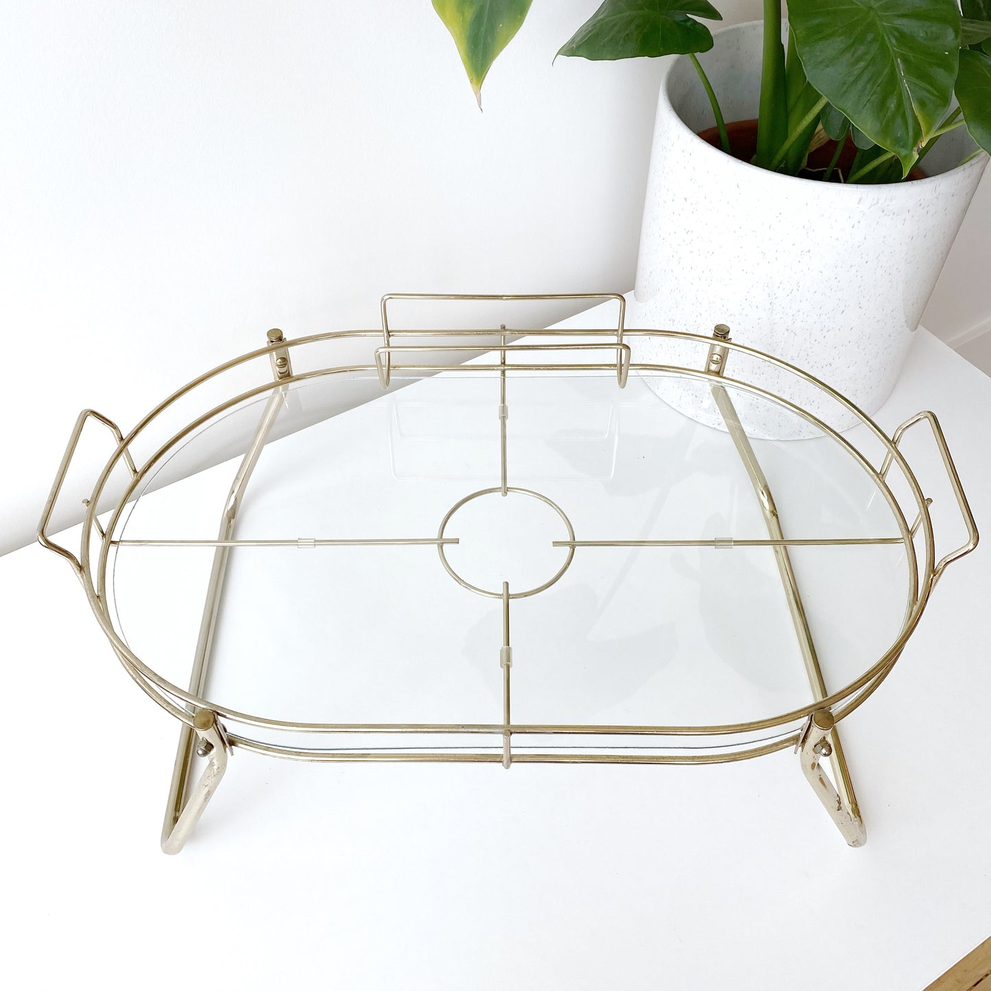 Vintage Brass + Glass Breakfast / Serving Tray
