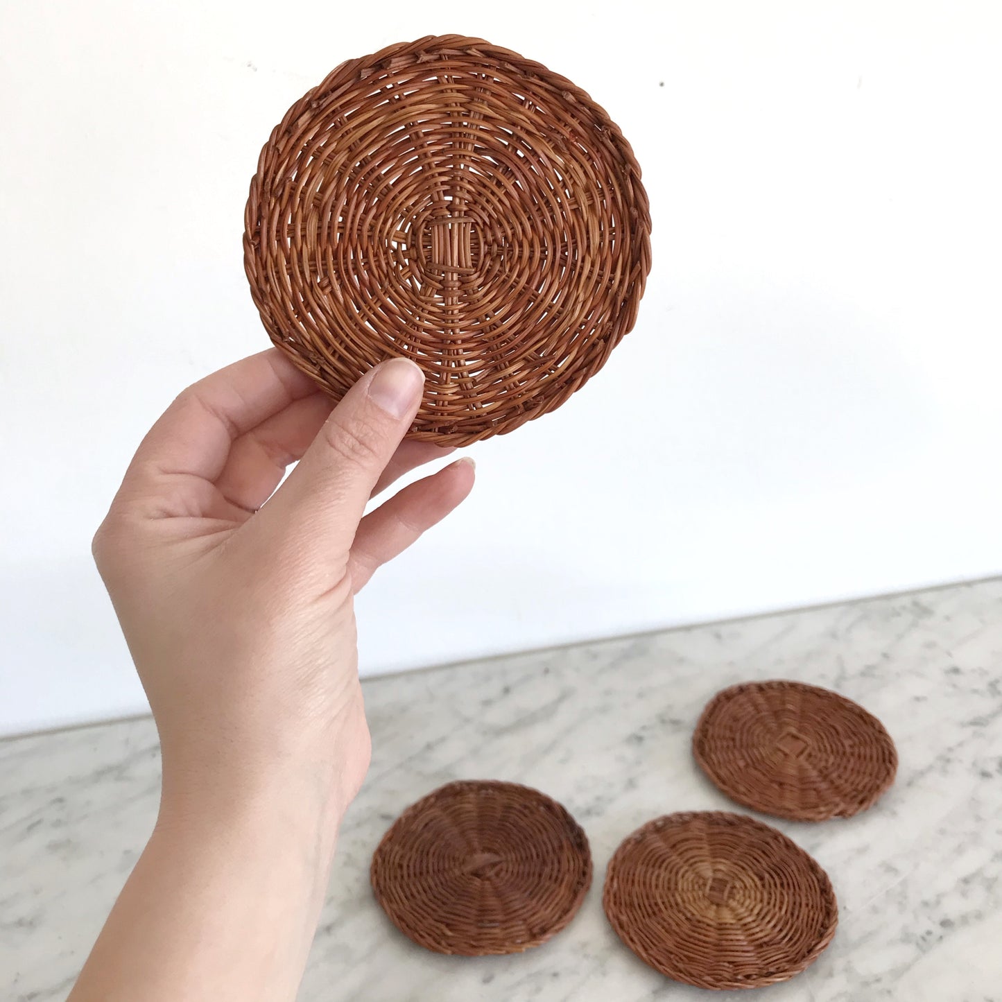Vintage Wicker Coaster Set