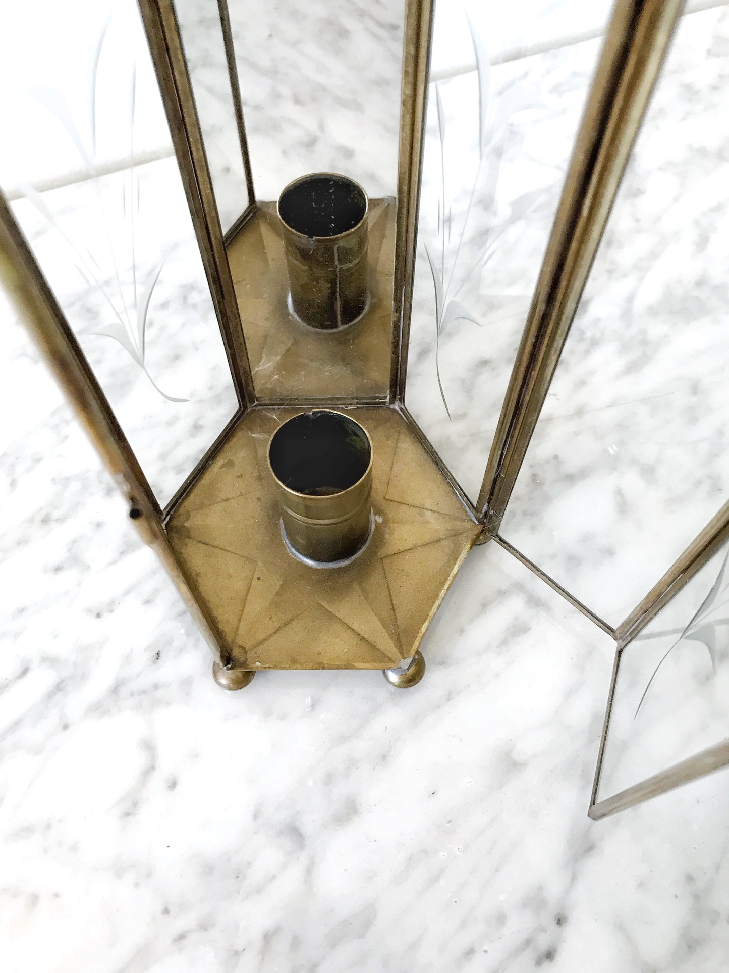 Vintage Glass Candle Holder | Lantern