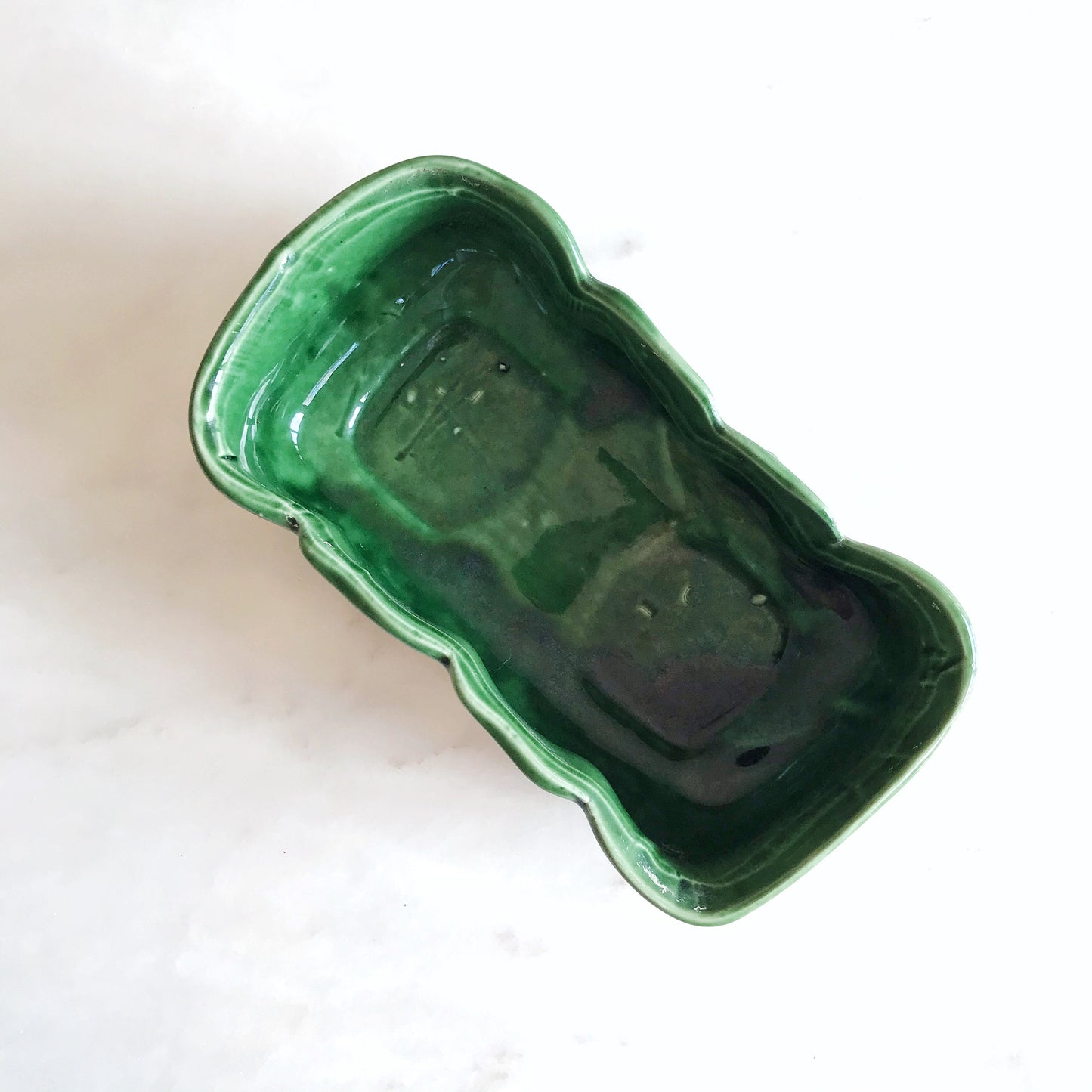 Vintage Leafy Green Ceramic Planter