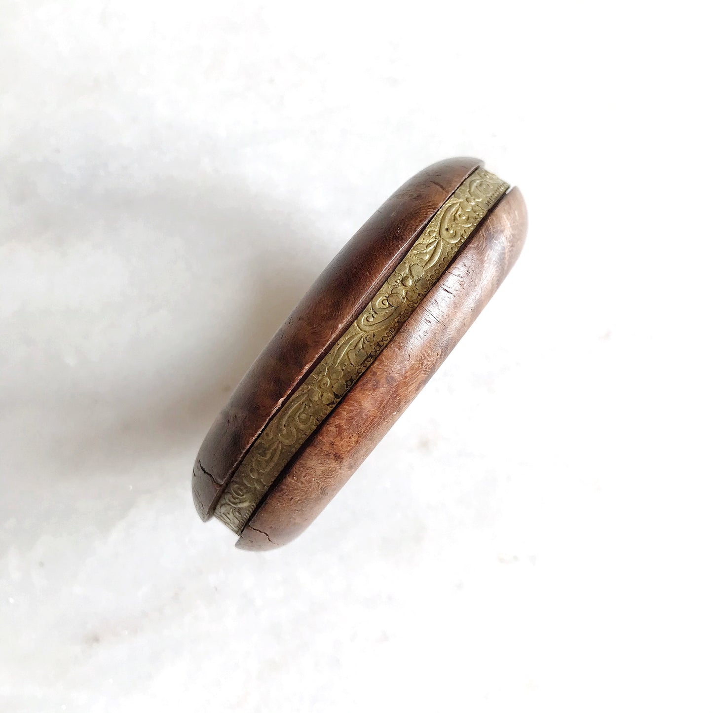 Chunky Vintage Wood & Brass Bracelet
